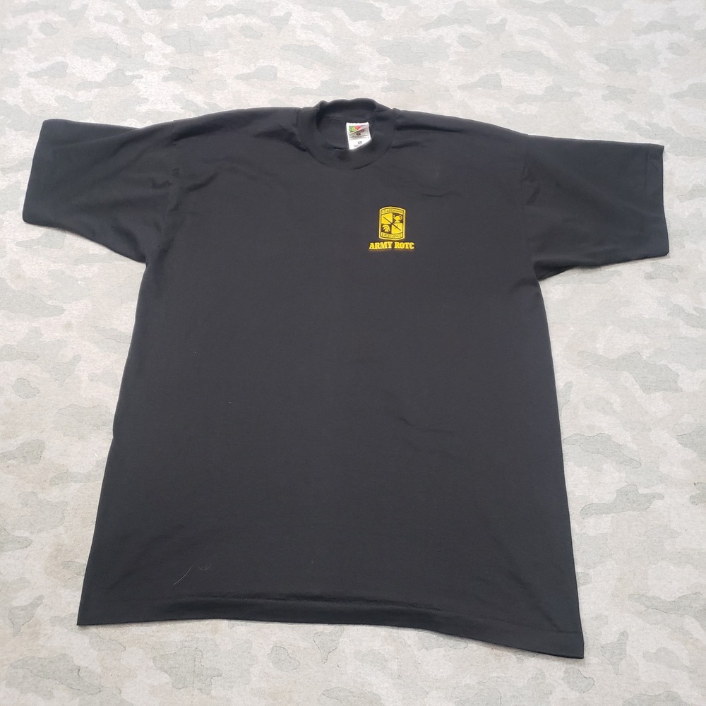 VTG Fruit of the Loom Army ROTC Shirt Mens XL Black Military Single Stitch